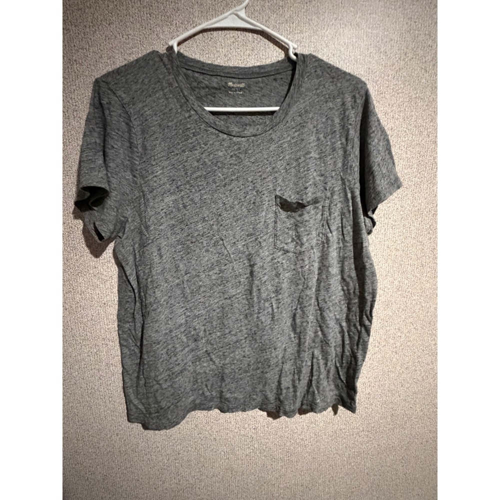 Madewell Womens XL Gray Cotton Slub Short Sleeve Pocket T-Shirt Heathered Tee